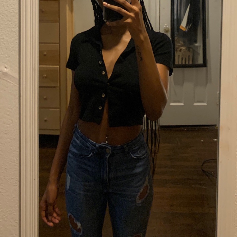 Forever 21 Button Up Crop Top